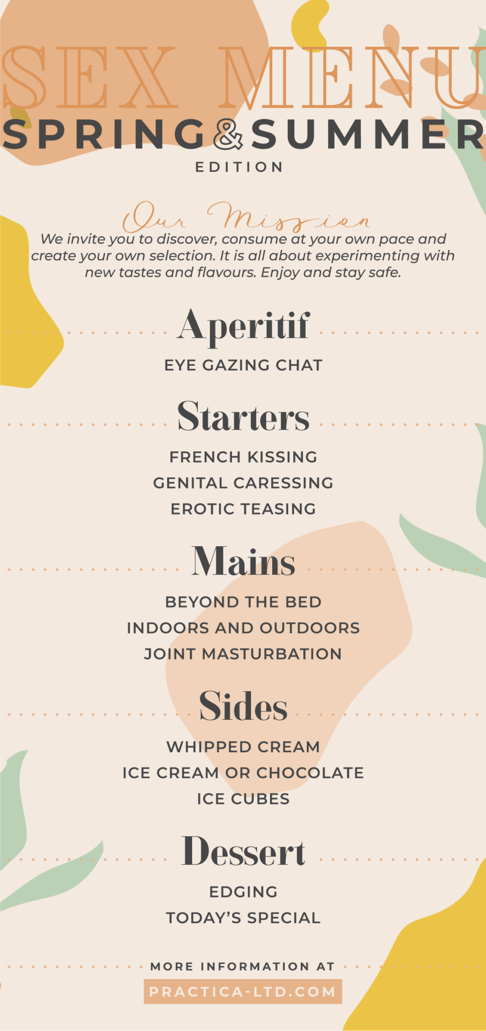 Spring Summer Sex Menu Practica Relational Psychotherapy